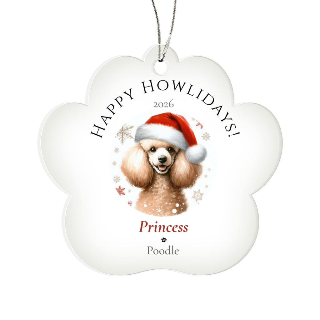 Personalized Acrylic Paw Print Ornament – Custom Dog Breed & Name Keepsake (Poodle - Sloughi)