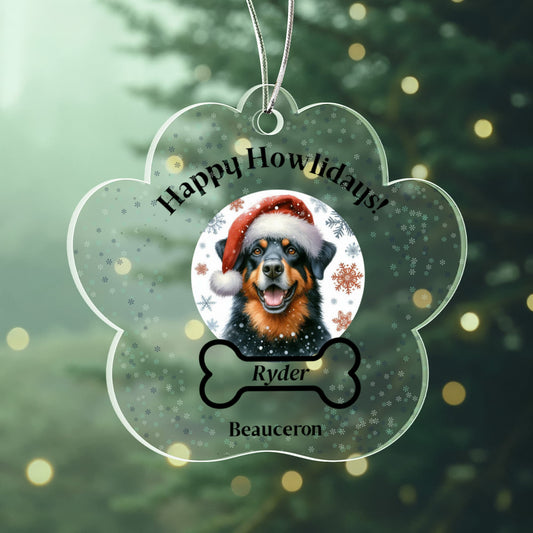 Personalized Acrylic Paw Print Ornament – Custom Dog Breed & Name Keepsake (Beauceron - Briard)