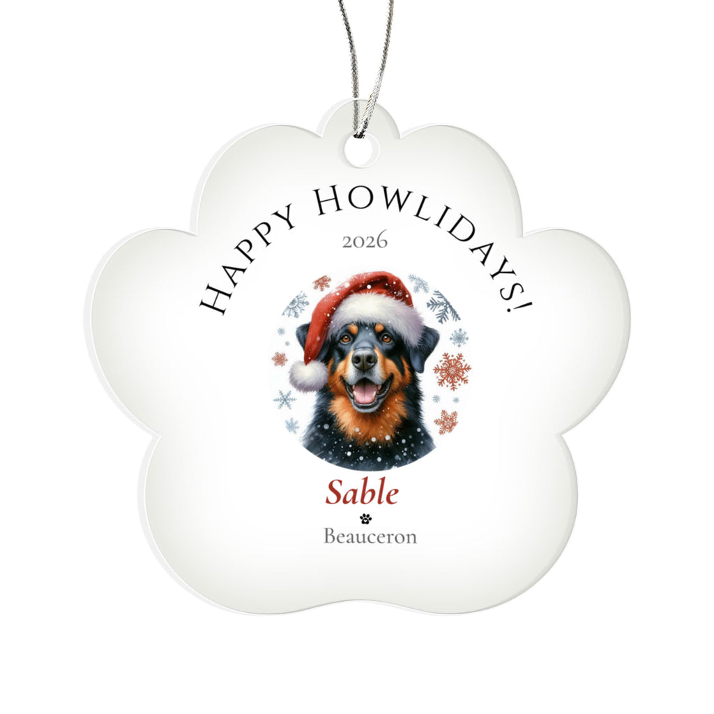 Personalized Acrylic Paw Print Ornament – Custom Dog Breed & Name Keepsake (Beauceron - Briard)