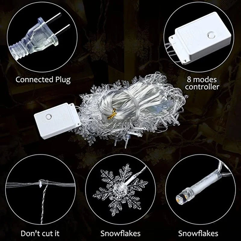 Snowflake Glow Curtain Fairy Lights