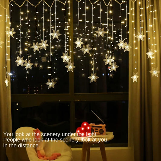 Snowflake Glow Curtain Fairy Lights