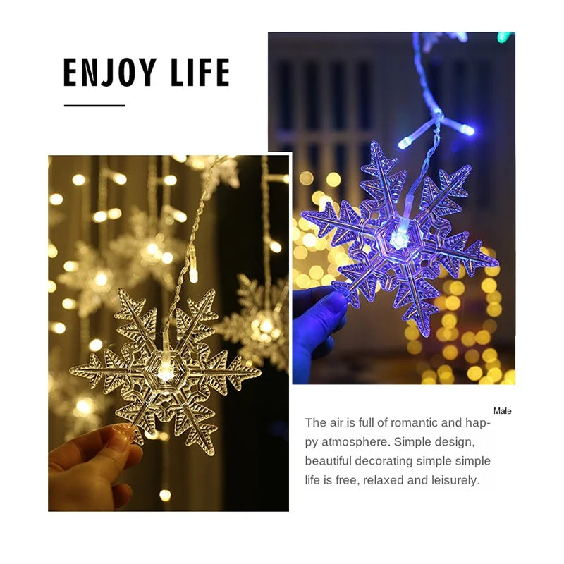 Snowflake Glow Curtain Fairy Lights