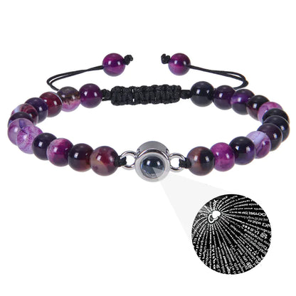 "Custom Photo Projection Bracelet in 100 Languages"