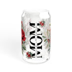 Mom Glass Can with Floral Design | 16oz Sipper Glass with Lid & Straw | Cute Mother’s Day Gift | Aesthetic Drinkware for Mom