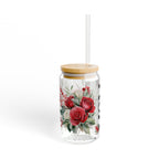 Mom Glass Can with Floral Design | 16oz Sipper Glass with Lid & Straw | Cute Mother’s Day Gift | Aesthetic Drinkware for Mom