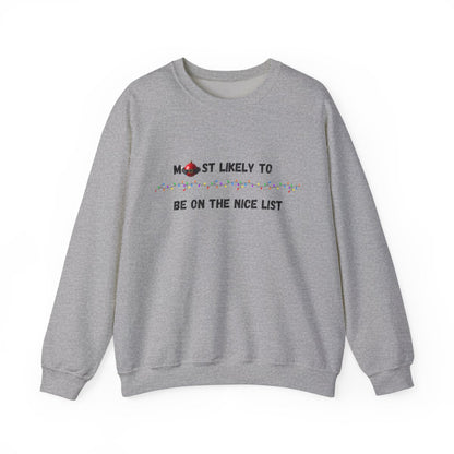 Most Likely To Nice Edition (Light Apparel) | Christmas Humor Tee | Gift for Friends & Family