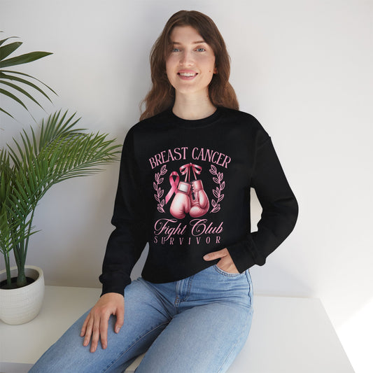Breast Cancer Fight Club Survivor Sweatshirt | Pink Boxing Gloves Crewneck