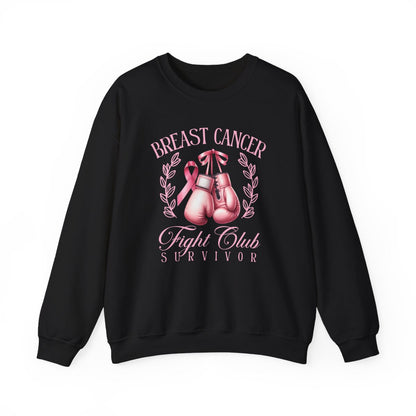 Breast Cancer Fight Club Survivor Sweatshirt | Pink Boxing Gloves Crewneck