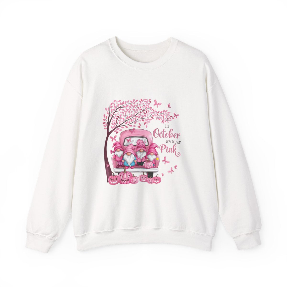 In October We Wear Pink Gnome Sweatshirt | Breast Cancer Awareness Crewneck