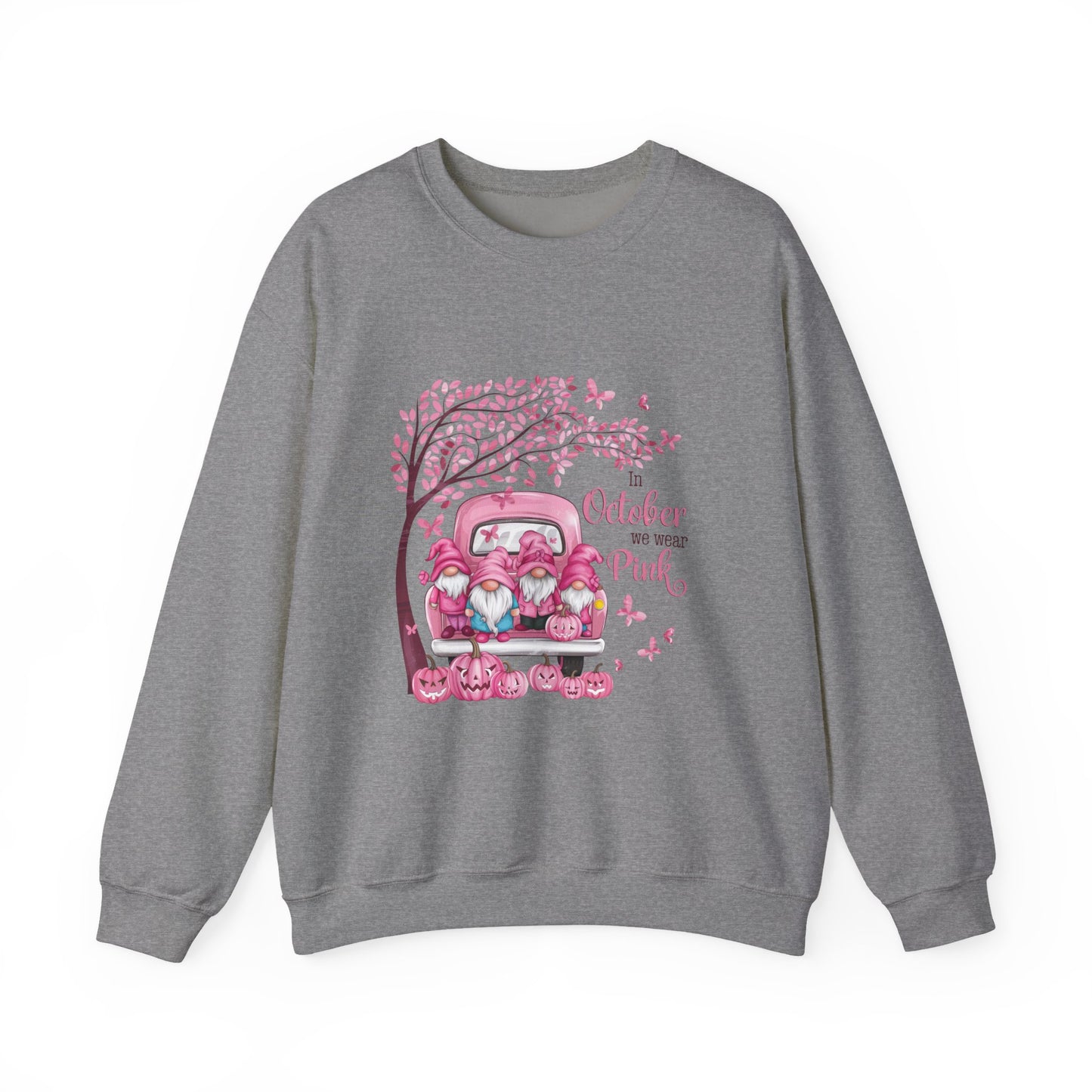 In October We Wear Pink Gnome Sweatshirt | Breast Cancer Awareness Crewneck