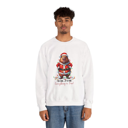 🐹 It’s Fine, I’m Fine, Everything’s Fine — Capybara Christmas Sweatshirt
