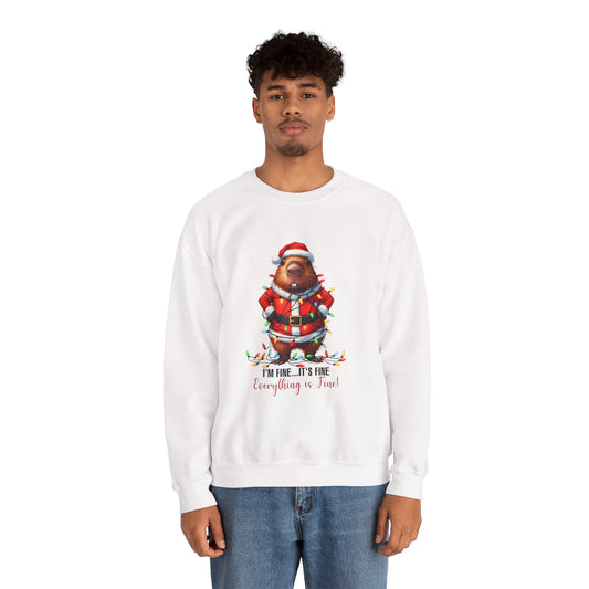 🐹 It’s Fine, I’m Fine, Everything’s Fine — Capybara Christmas Sweatshirt