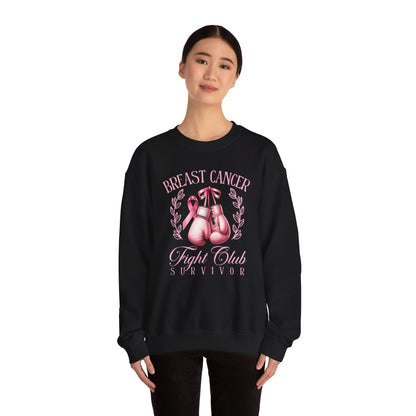 Breast Cancer Fight Club Survivor Sweatshirt | Pink Boxing Gloves Crewneck