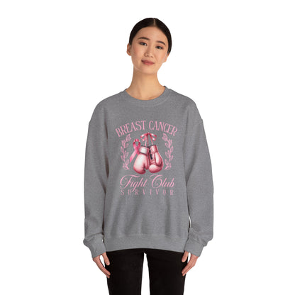 Breast Cancer Fight Club Survivor Sweatshirt | Pink Boxing Gloves Crewneck