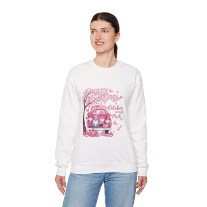 In October We Wear Pink Gnome Sweatshirt | Breast Cancer Awareness Crewneck