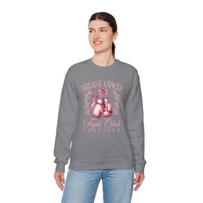 Breast Cancer Fight Club Survivor Sweatshirt | Pink Boxing Gloves Crewneck