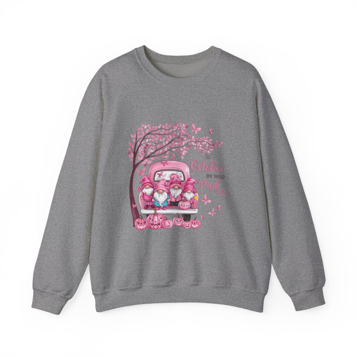 In October We Wear Pink Gnome Sweatshirt | Breast Cancer Awareness Crewneck
