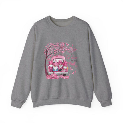In October We Wear Pink Gnome Sweatshirt | Breast Cancer Awareness Crewneck