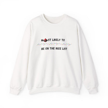 Most Likely To Nice Edition (Light Apparel) | Christmas Humor Tee | Gift for Friends & Family
