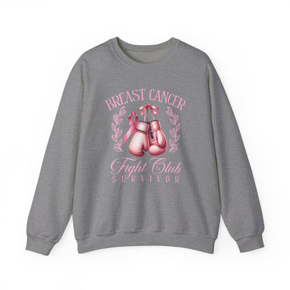 Breast Cancer Fight Club Survivor Sweatshirt | Pink Boxing Gloves Crewneck