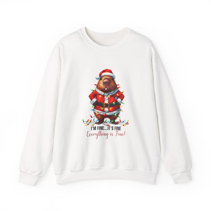 🐹 It’s Fine, I’m Fine, Everything’s Fine — Capybara Christmas Sweatshirt