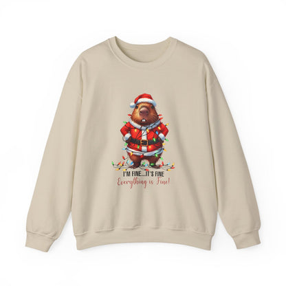 🐹 It’s Fine, I’m Fine, Everything’s Fine — Capybara Christmas Sweatshirt