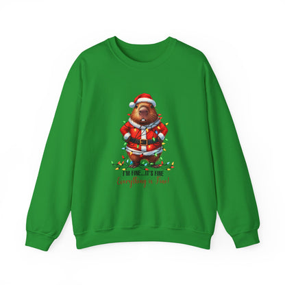 🐹 It’s Fine, I’m Fine, Everything’s Fine — Capybara Christmas Sweatshirt