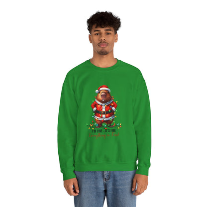 🐹 It’s Fine, I’m Fine, Everything’s Fine — Capybara Christmas Sweatshirt