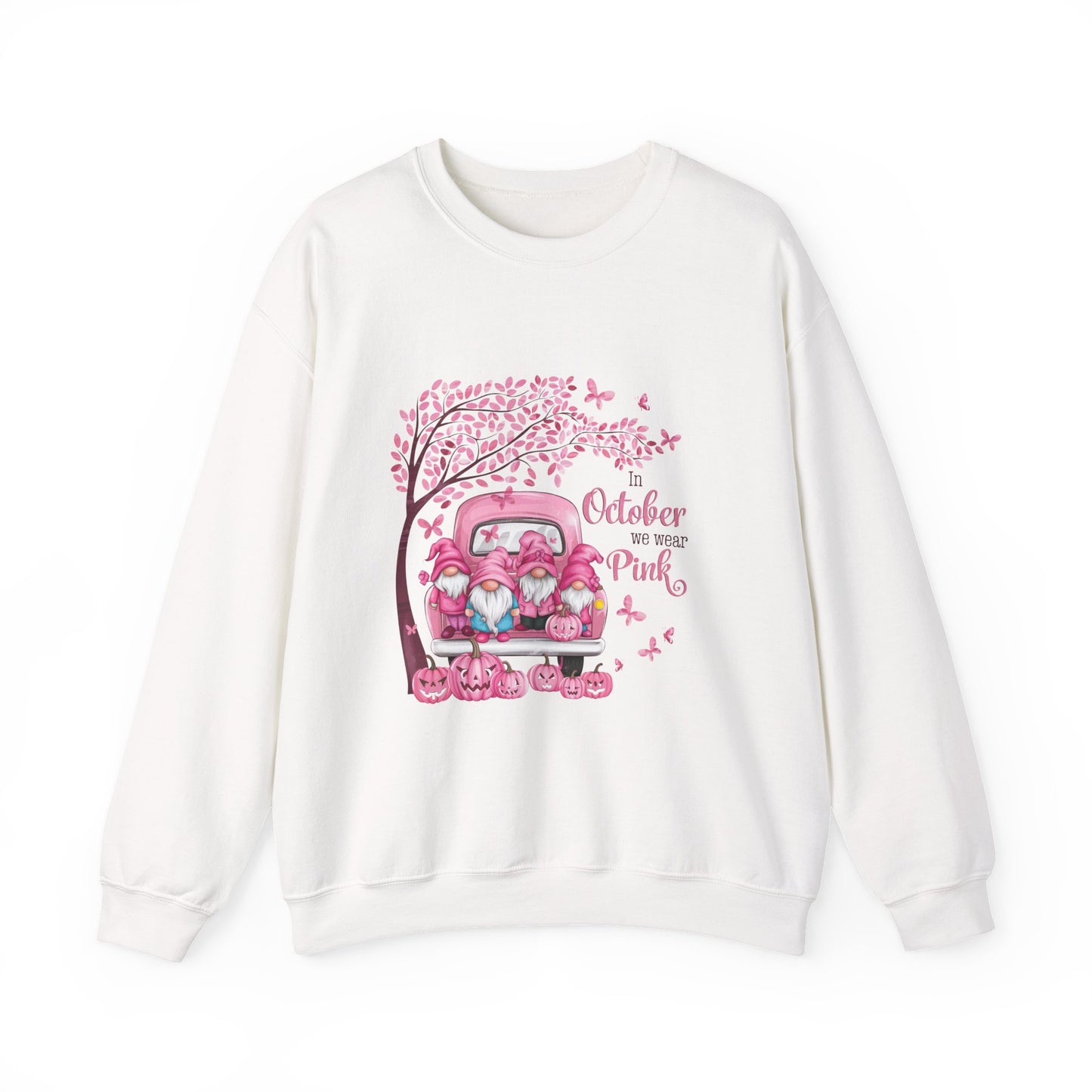 In October We Wear Pink Gnome Sweatshirt | Breast Cancer Awareness Crewneck