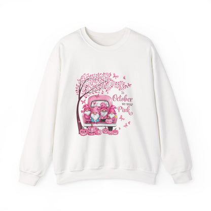In October We Wear Pink Gnome Sweatshirt | Breast Cancer Awareness Crewneck