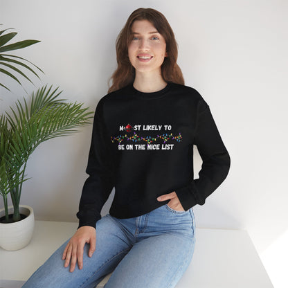 Most Likely To Nice Edition (Dark Apparel) | Christmas Humor | Gift for Friends & Family