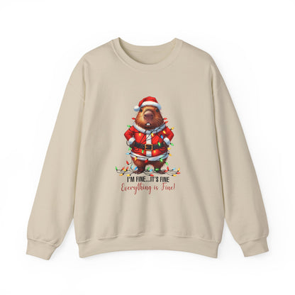 🐹 It’s Fine, I’m Fine, Everything’s Fine — Capybara Christmas Sweatshirt