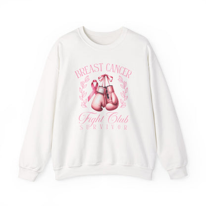 Breast Cancer Fight Club Survivor Sweatshirt | Pink Boxing Gloves Crewneck