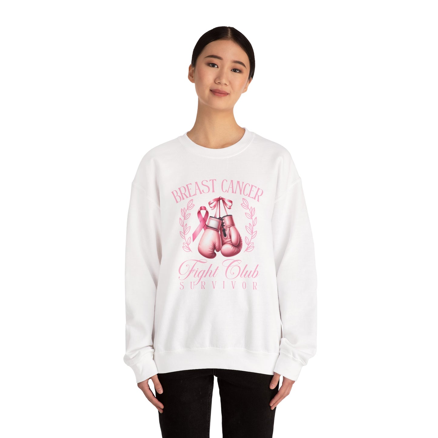 Breast Cancer Fight Club Survivor Sweatshirt | Pink Boxing Gloves Crewneck