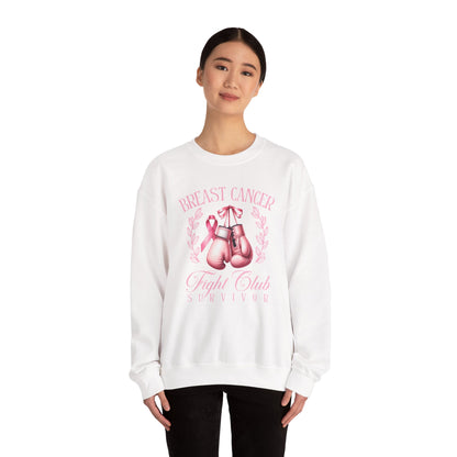 Breast Cancer Fight Club Survivor Sweatshirt | Pink Boxing Gloves Crewneck