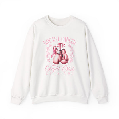 Breast Cancer Fight Club Survivor Sweatshirt | Pink Boxing Gloves Crewneck