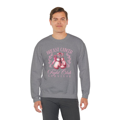 Breast Cancer Fight Club Survivor Sweatshirt | Pink Boxing Gloves Crewneck