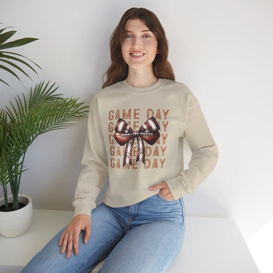 Game Day Sweatshirt – Cute Football Bow Crewneck for Women & Fans