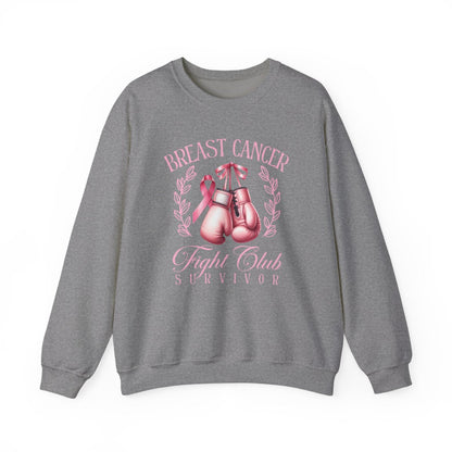 Breast Cancer Fight Club Survivor Sweatshirt | Pink Boxing Gloves Crewneck