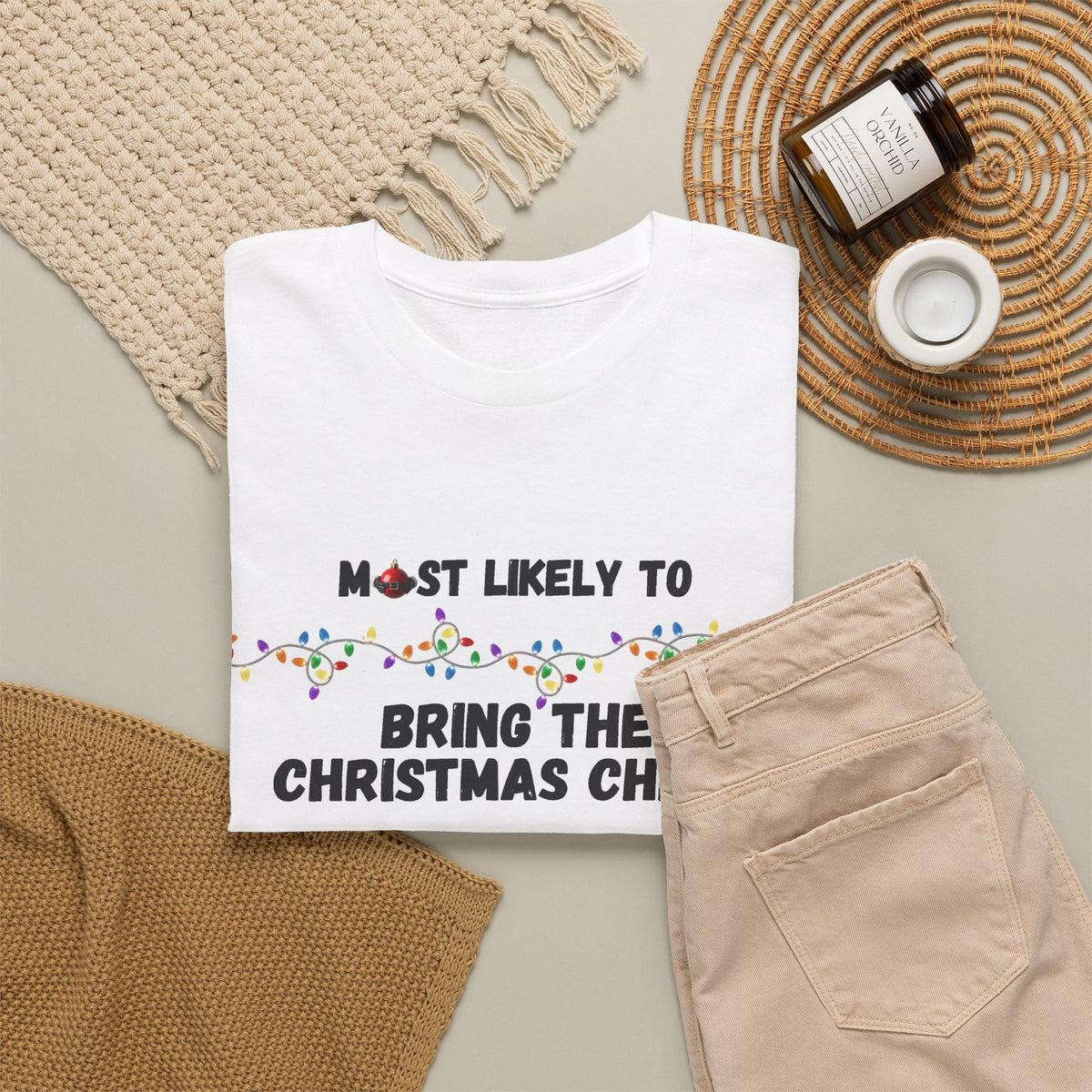 Most Likely To Christmas Spirit (Light Apparel) | Christmas Humor Tee | Gift for Friends & Family
