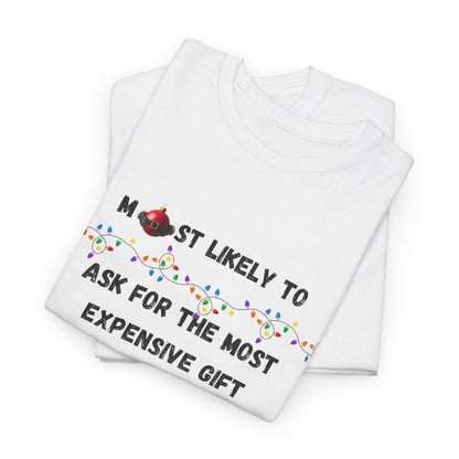 Most Likely To Naughty (Light Apparel) | Christmas Humor Tee | Gift for Friends & Family