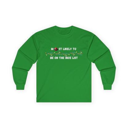 Most Likely To Nice Edition (Dark Apparel) | Christmas Humor | Gift for Friends & Family