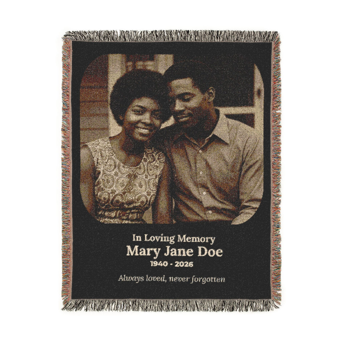 Personalized Memorial Woven Blanket – Custom Photo Remembrance Gift