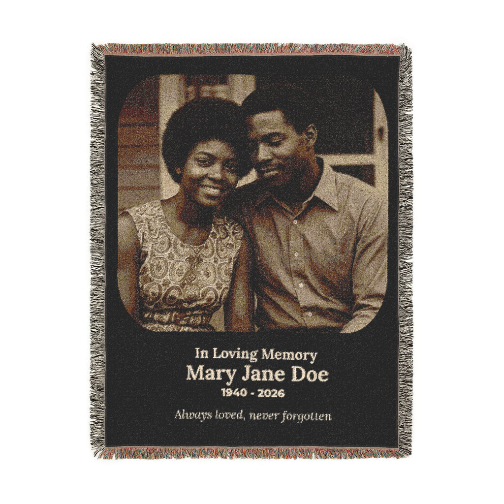 Personalized Memorial Woven Blanket – Custom Photo Remembrance Gift