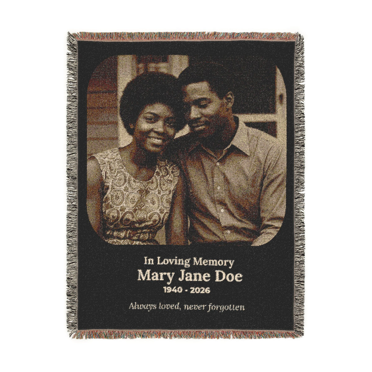 Personalized Memorial Woven Blanket – Custom Photo Remembrance Gift
