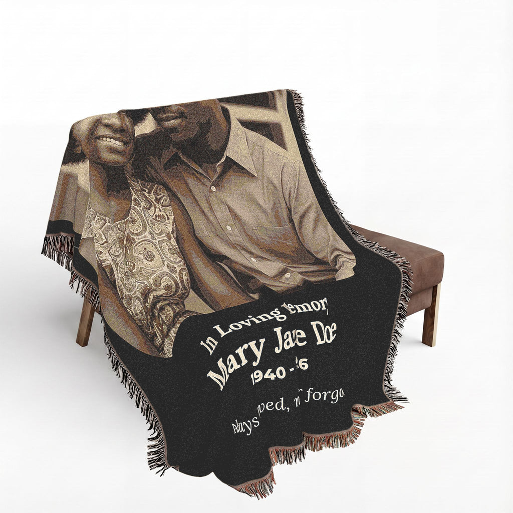 Personalized Memorial Woven Blanket – Custom Photo Remembrance Gift