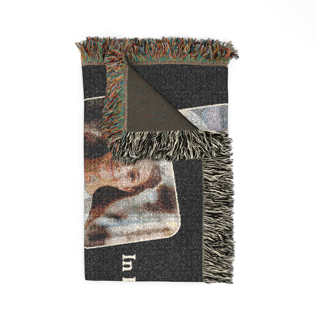 Three photo memorial blanket with custom name and In Loving Memory message